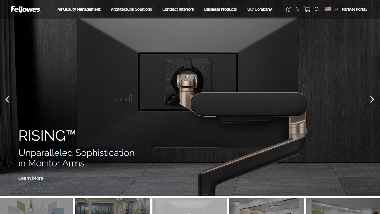 This is a screenshot of the Fellowes website homepage
